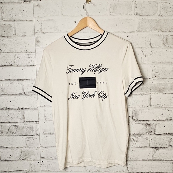 Tommy Hilfiger Other - Tommy Hilfiger Logo Tee White Script NYC Flag Regular Fit S
